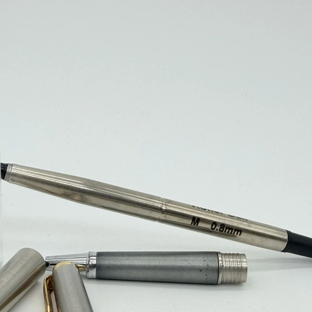 Parker Vector Rollerball Pen Stainless Steel Gold Trim Medium 0.8mm EDC Writing